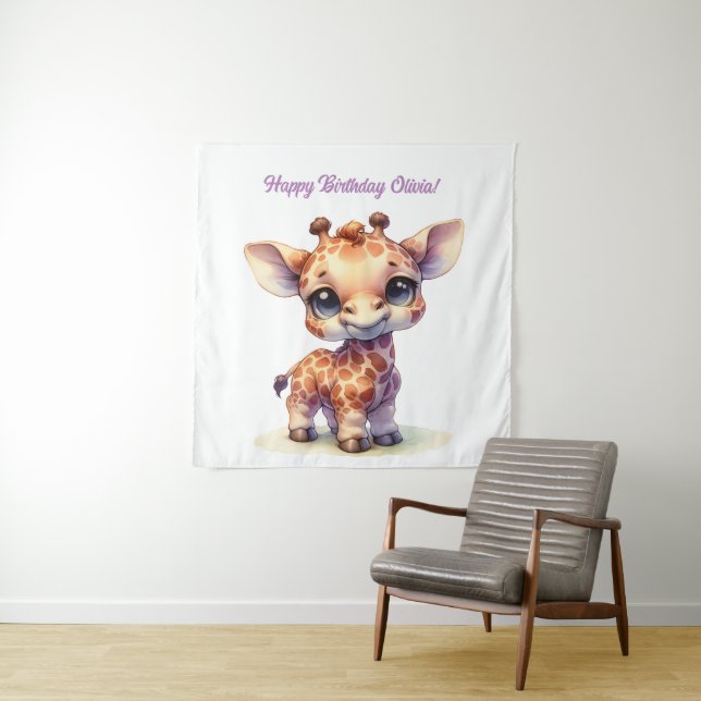 Tapiz Conejito de jirafa bebé en acuarela (In situ)