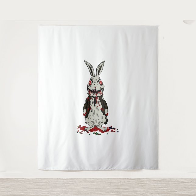 Tapiz Conejo Zombie de Pascua Halloween Bunny (Anverso)