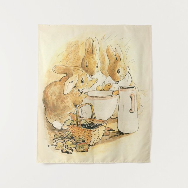 Tapiz Conejos y pudín de leche por Beatrix Potter (Anverso)