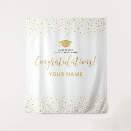 Tapiz Confeti dorado y blanco | Graduación de felicitaci