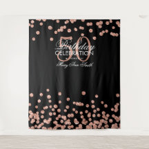 Confeti negro de oro Rosa de cumpleaños 50