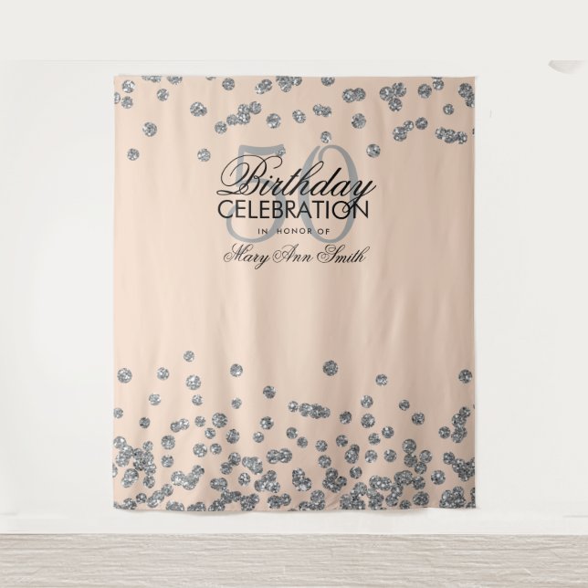 Tapiz Confeti rosado Rubor Plata de 50 años de origen (Anverso)