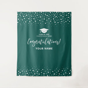 Tapiz Confeti Verde Esmeralda Felicitación Graduación