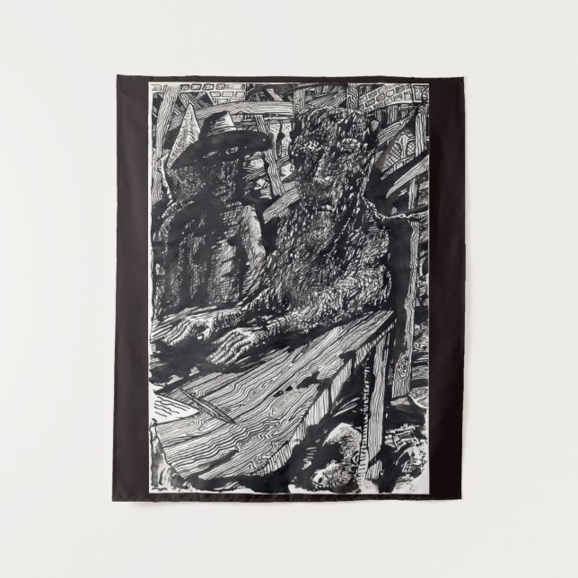 Tapiz "¡Confiesa!", dibujo de tinta india (Anverso)