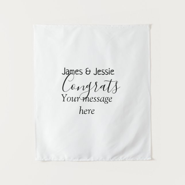 Tapiz Congrats add name message wedding newly wed couple (Anverso)