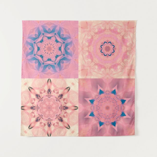Tapiz Conjunto de fractales pasteles abstractos con cale (Anverso)