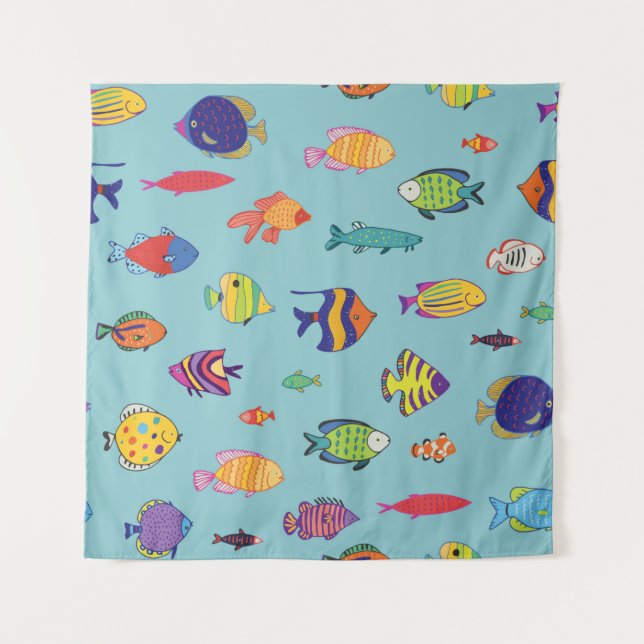 Tapiz Conjunto de peces tropicales. patrón sin interrupc (Anverso)