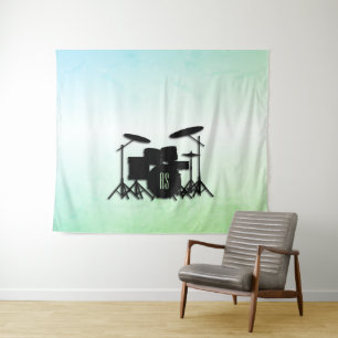 Tapiz Conjunto de tambor monograma verde