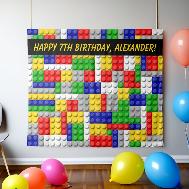 Tapiz Construir ladrillos en bloques Niños Fondo de la f (building blocks boys birthday party backdrop photo booth)