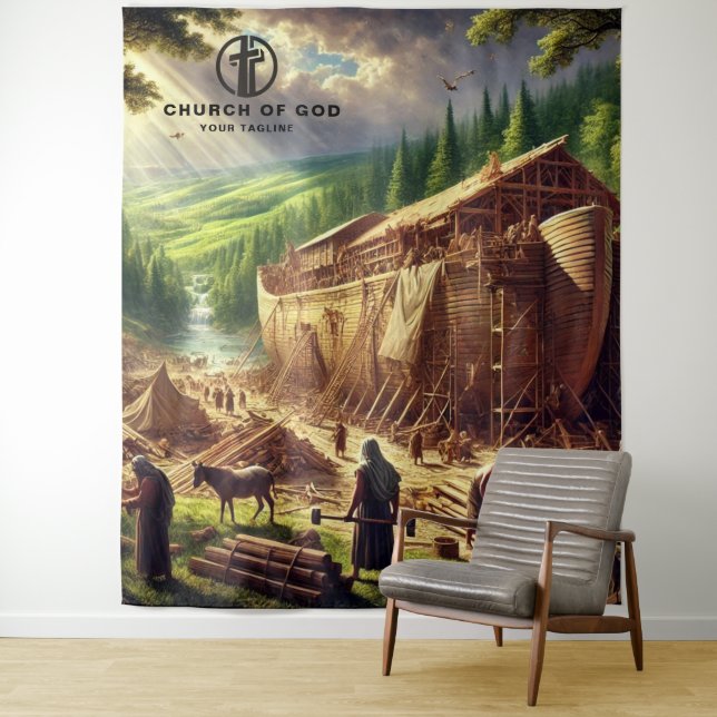 Tapiz Construyendo el arca de Noé (In situ)