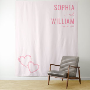 Tapiz Contorno de Corazón Rosa Romántico