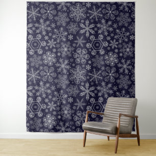 Tapiz Copos de nieve blancos en azul
