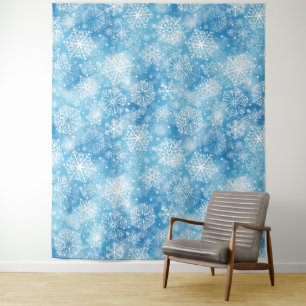 Tapiz Copos de nieve en azul