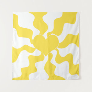 Tapiz Corazón - Amarillo limón y blanco