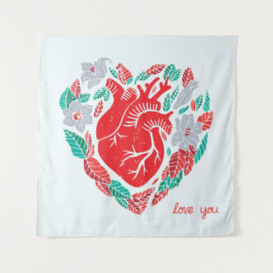 Tapiz Corazón Anatómico de San Valentín: Tarjeta Única