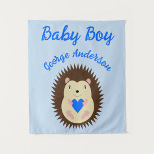 Tapiz Corazón Azul Niño Erizo Personalizado