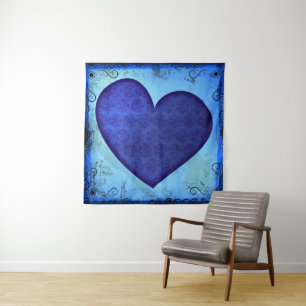 Tapiz Corazón Azul Paisley Grunge