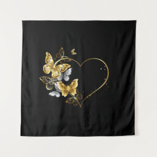 Tapiz Corazón con mariposas doradas