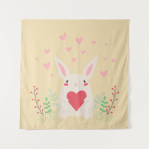 Tapiz Corazón de conejo lindo San Valentín