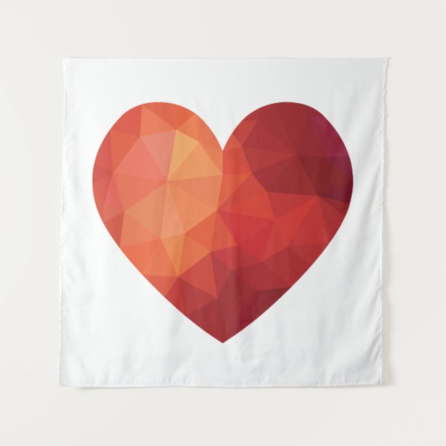 Tapiz Corazón de cubo artístico rojo (Anverso)