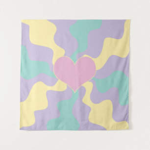 Tapiz Corazón - Rosa Pastel, Amarillo, Púrpura y Verde