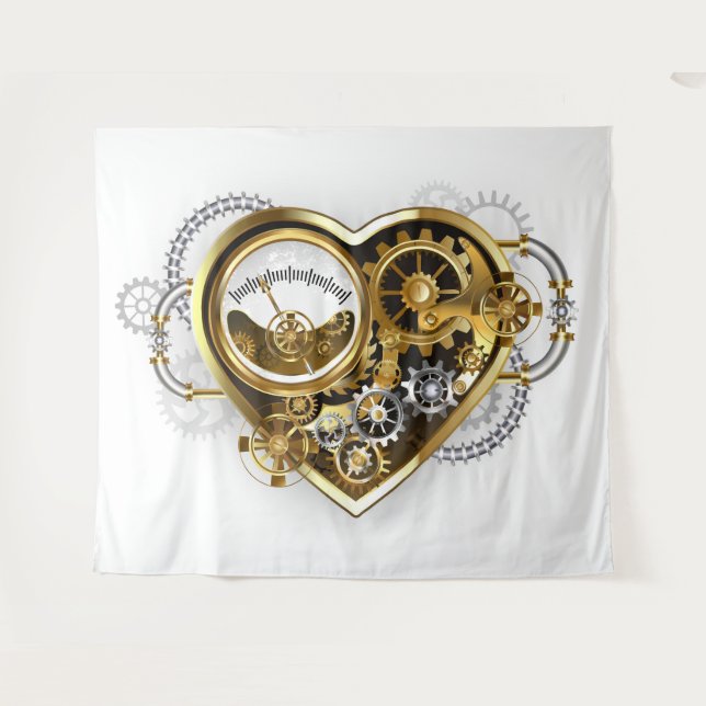 Tapiz Corazón steampunk con manómetro (Anverso (horizontal))
