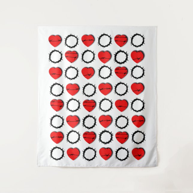 Tapiz Corazón y Corona de Espinas Cristiano (Anverso)