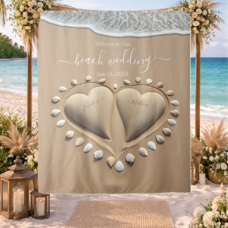 Tapiz Corazones de Arena para Boda en la Playa