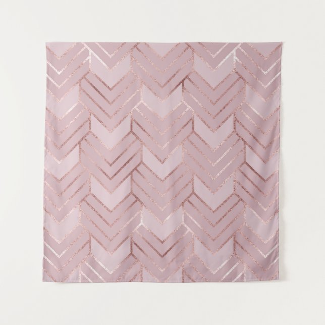 Tapiz Corazones de brillo con patrón de oro rosa. (Anverso)