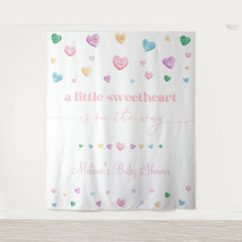 Tapiz Corazones de Conversación para Baby Shower de Pequ