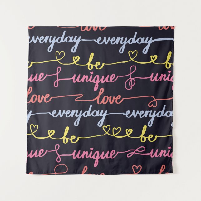 Tapiz corazones de los chicas, palabras patrón sin fisur (Anverso)