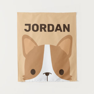 Tapiz Corgi Adorable Perro con Nombre Personalizado