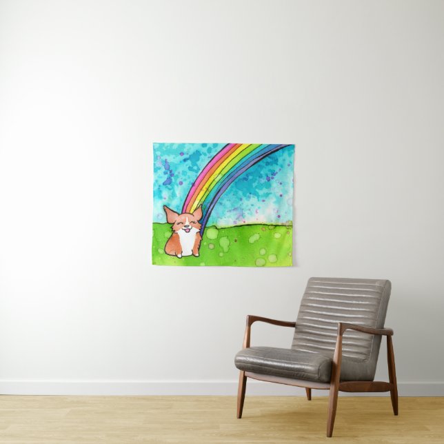 Tapiz Corgi Al Final Del Arcoiris (In situ (horizontal))