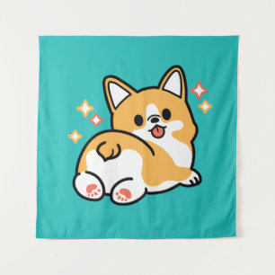 Tapiz Corgi Butt y Nap Vibes - Perro durmiente suave