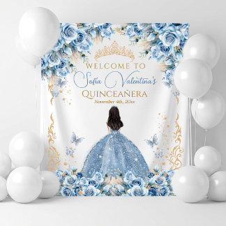Tapiz Corona de cuento de hadas de oro azul bebé vestido