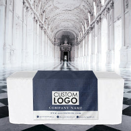 Tapiz Corredor de mesa de negocio Banner Lino Logo Azul