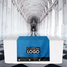 Tapiz Corredor de mesa de negocio Banner Lino Logo Azul