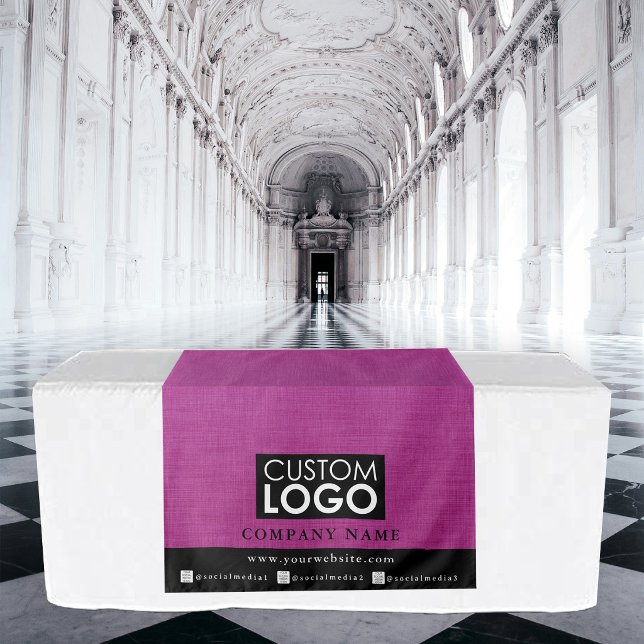 Tapiz Corredor de mesa de negocio Banner Lino Logo Rosa (Business Table Runner Banner Linen Logo Pink Tapestry)