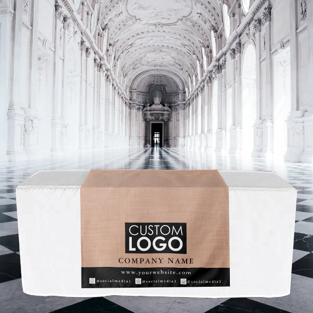 Tapiz Corredor de mesa de negocio Banner Lino Melocotón (Business Table Runner Banner Linen Logo Peach Tapestry)