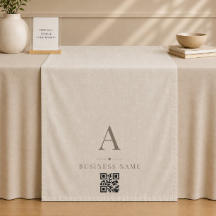 Tapiz Corredor de mesa de negocios con código QR de lino