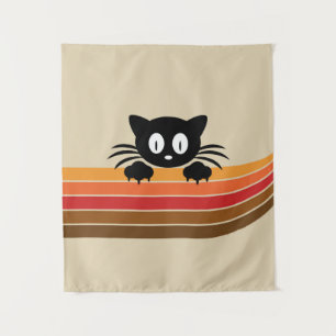 Tapiz Cortar gato negro con rayas retro