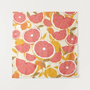 Tapiz Cortes de pomelo con hojas