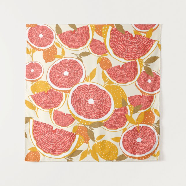 Tapiz Cortes de pomelo con hojas (Anverso)