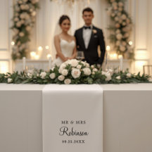 Cortina de mesa decorativa de boda crema con letra