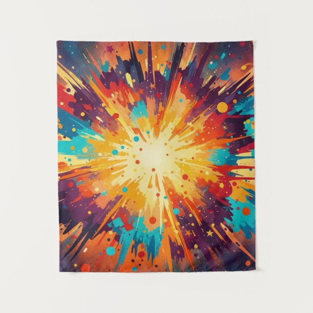 Tapiz Cosmic Burst Abstract Splatter Art (Anverso)