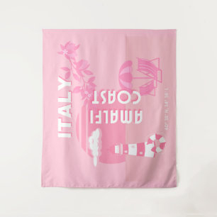 Tapiz Costa Amalfitana, arte de viajes, rosa