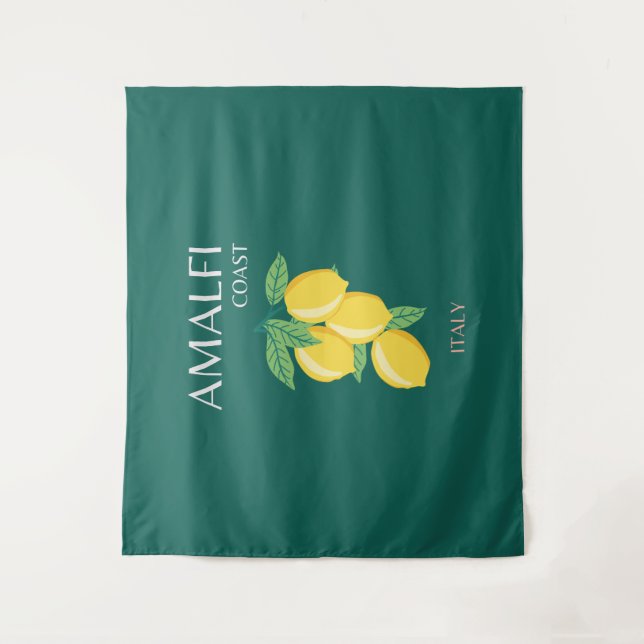 Tapiz Costa Amalfitana, Italia, Arte de Viajes, Retro, V (Anverso)