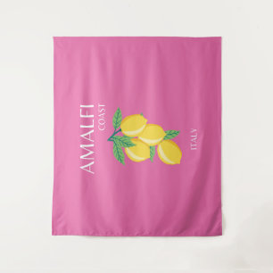 Tapiz Costa Amalfitana, Italia, arte de viajes, rosa, pe