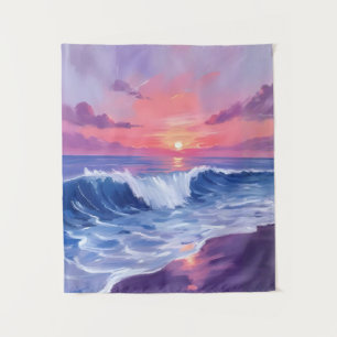 Tapiz Cove de Algodón de Azúcar Océano Rosa Pintado a