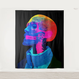 Tapiz Cráneo Cibernético – Arte de Anatomía Futurista
